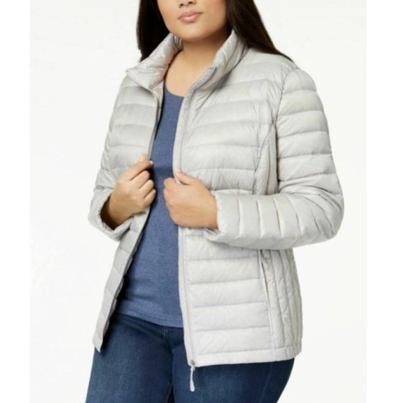 32 Degrees Plus Size Packable Down Coat Gray 2X - Picture 1 of 2